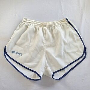 Soffe Vintage Dolphin Shorts Kendall Graphic High Waist Large White Navy 80s Gym